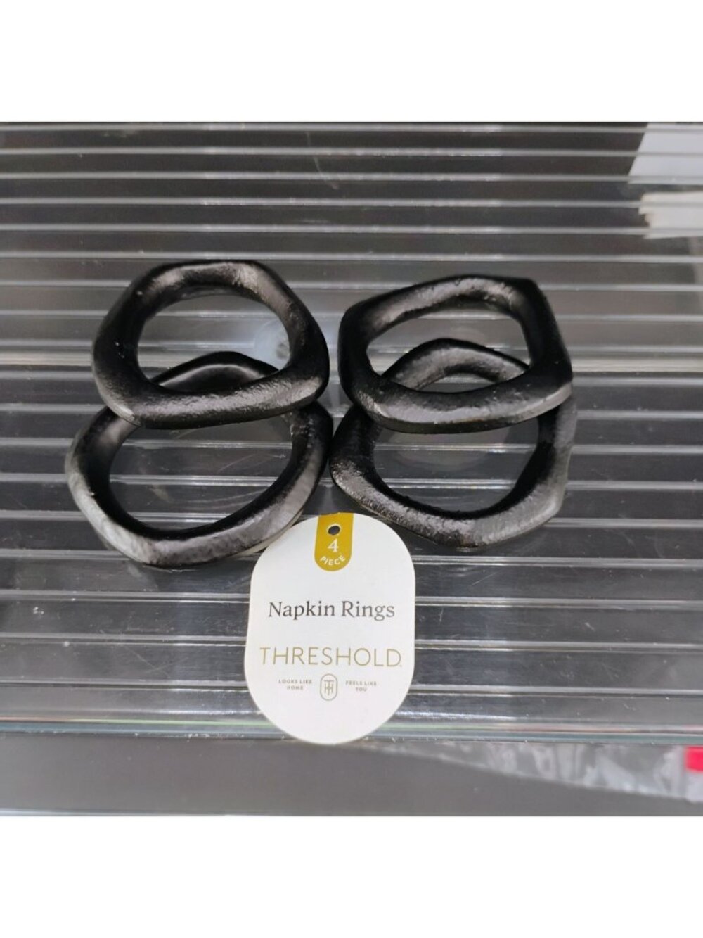 Threshold Black Aluminum Napkin Rings Set Of 4 Modern Design